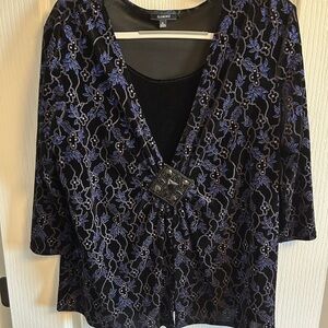 Elementz Black and Blue Patterned Blouse